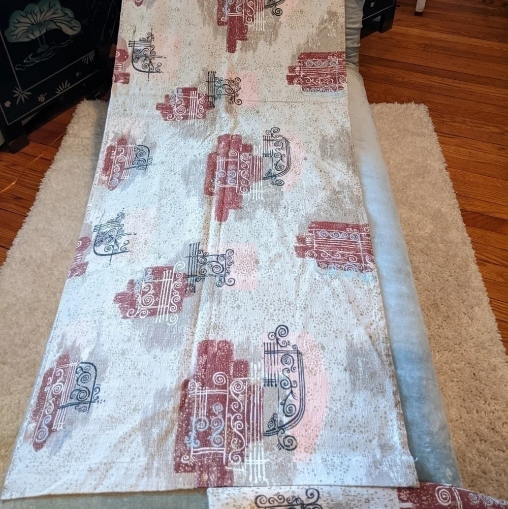 PAIR of Vintage 1950s Bark Cloth Curtains